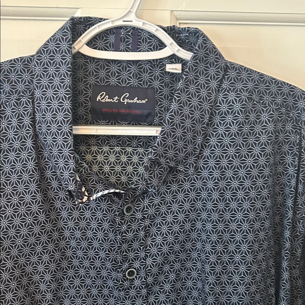 Robert Graham Navy and White Starburst Shirt